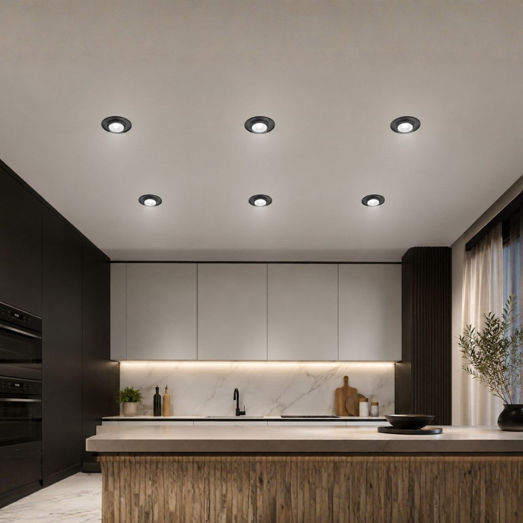 Kendal Siyah Yuvarlak Spot Kasası + GU5.3 Led Ampul Beyaz Işık KDA857